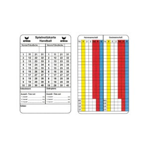 Spielnotizkarten Handball