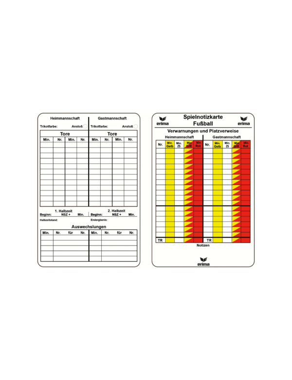 Spielnotizkarten Fussball